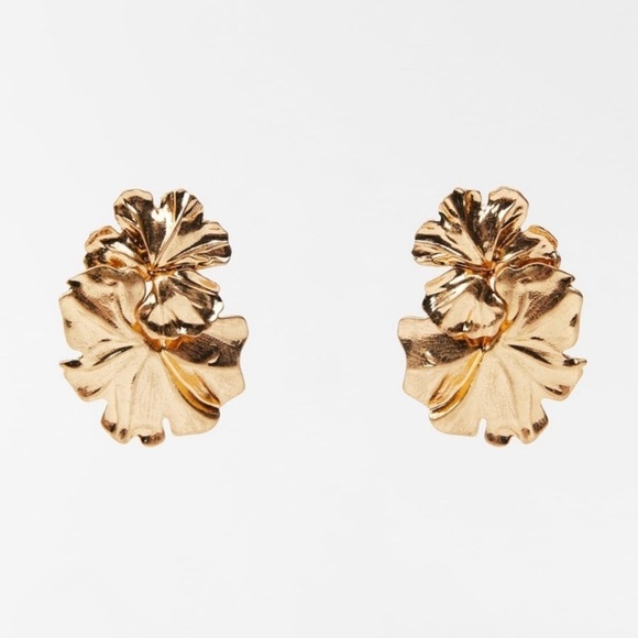 Zara bohemian metallic floral earrings NWT✨✨✨ - Picture 3 of 8